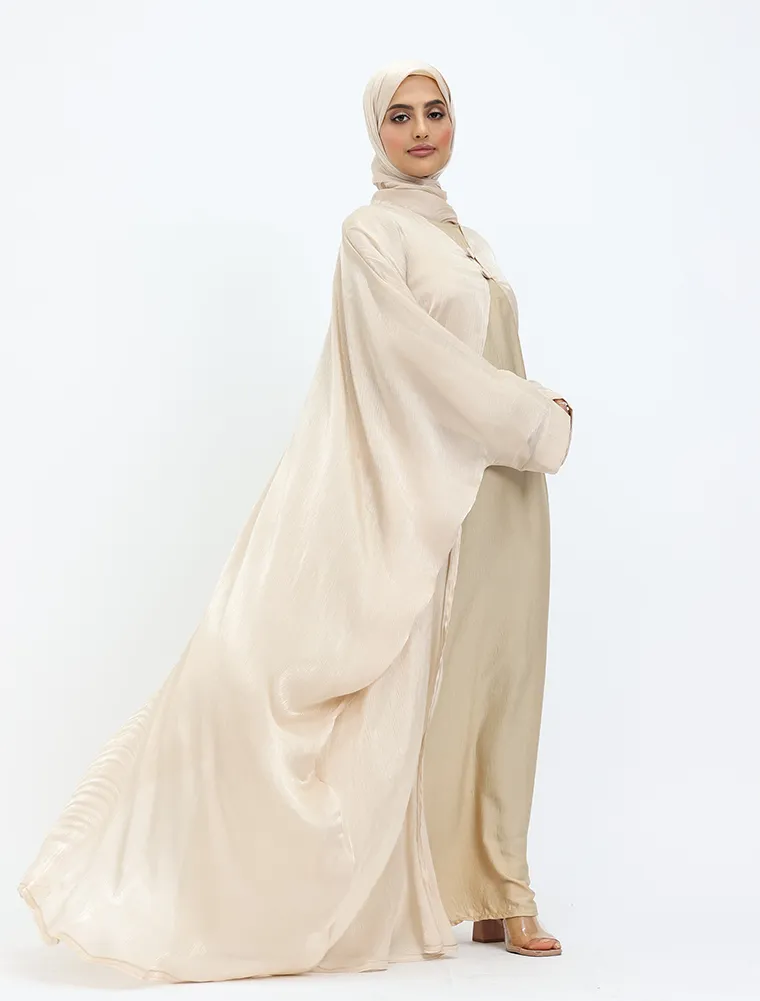 Beige Organza Kimono Set